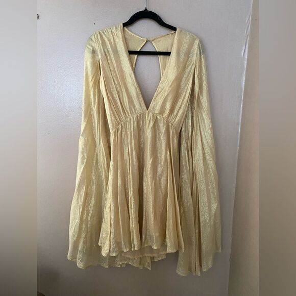 NWT Sundress Revolve Lourdes Dress Ios Bright Gold angel sleeve fairy mini M/L - Picture 14 of 16